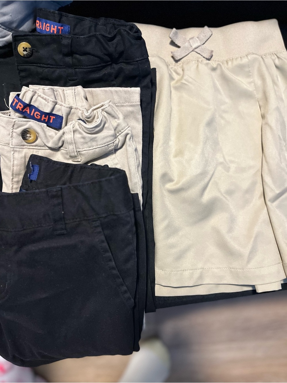 French Toast Girls Beige Skort and Black Straight Pants Set